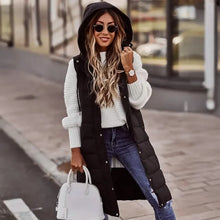 Load image into Gallery viewer, Casual Sleeveless Long Button Front Hooded Coat Outerwear