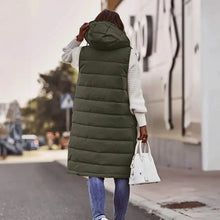 Load image into Gallery viewer, Casual Sleeveless Long Button Front Hooded Coat Outerwear