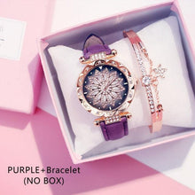 Load image into Gallery viewer, Casual Women Romantic Starry Sky Wrist Watch Bracelet Leather Rhinestone Designer Simple Dress Women's Watches Women Starry Sky PU Leather Strap Quartz Wristwatches For Woman Girls Teenagers