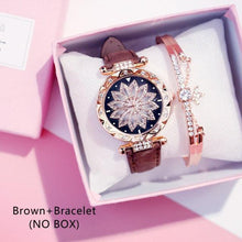 Load image into Gallery viewer, Casual Women Romantic Starry Sky Wrist Watch Bracelet Leather Rhinestone Designer Simple Dress Women's Watches Women Starry Sky PU Leather Strap Quartz Wristwatches For Woman Girls Teenagers