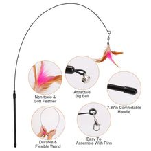 Load image into Gallery viewer, Cat Feather Wand Rod with 12 Pieces Feather Replacements for Cats