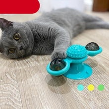 Load image into Gallery viewer, Cat Windmill Toy Funny Massage Rotatable Cat Toys With Catnip LED Ball Teeth Cleaning Pet Newest Windmill Cat Toy with LED and Catnip Ball Cat Turntable Teasing Interactive Toy with a Suction Cup Base Can be Cleaned Rotary Massage Tickle Anti-bite Toy