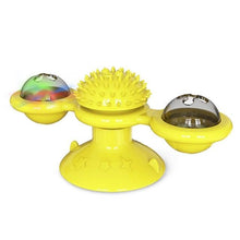 Load image into Gallery viewer, Cat Windmill Toy Funny Massage Rotatable Cat Toys With Catnip LED Ball Teeth Cleaning Pet Newest Windmill Cat Toy with LED and Catnip Ball Cat Turntable Teasing Interactive Toy with a Suction Cup Base Can be Cleaned Rotary Massage Tickle Anti-bite Toy