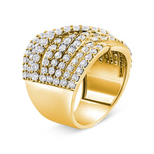 Load image into Gallery viewer, 10K Yellow Gold 3.0 Cttw Diamond Eight-Row Bypass Crossover Statement Band Ring (H-I Color, I2-I3 Clarity) - Size 7