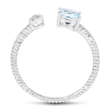 Load image into Gallery viewer, 0.52 Carat Genuine Aquamarine and White Diamond 14K White Gold Ring
