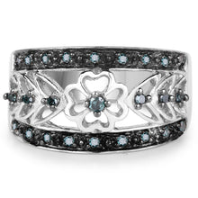 Load image into Gallery viewer, 0.31 Carat Genuine Blue Diamond .925 Sterling Silver Ring