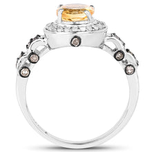 Load image into Gallery viewer, 1.06 Carat Genuine Citrine, Champagne Diamond & White Diamond .925 Sterling Silver Ring