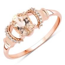 Load image into Gallery viewer, 0.75 Carat Genuine Morganite and White Diamond 14K Rose Gold Ring