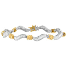 Load image into Gallery viewer, Original Classics 10K Two-Tone Gold Baguette Cut Diamond Spiral Bracelet (2.00 cttw, H-I Color, I1-I2 Clarity)