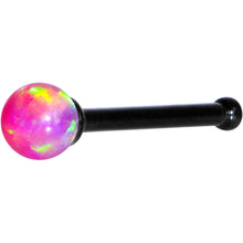Load image into Gallery viewer, Pink 2.5mm Synthetic Opal Ball Black Anodized Nose Bone