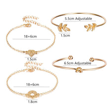 Load image into Gallery viewer, Fashion Bohemia Leaf Round Knot Cuff Bangle Gold Chain Charm Bracelet for Women Simple Geometric Bracelets Luxury Jewelry