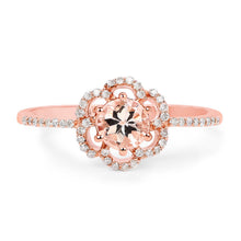 Load image into Gallery viewer, 0.54 Carat Genuine Morganite and White Diamond 14K Rose Gold Ring