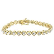 Load image into Gallery viewer, 14K Rose Gold Over .925 Sterling Silver 1/4 Cttw Diamond 7" Open Circle Wheel Link Tennis Bracelet (I-J Color, I2-I3 Clarity)
