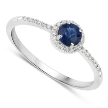 Load image into Gallery viewer, 0.38 Carat Genuine Blue Sapphire and White Diamond 14K White Gold Ring