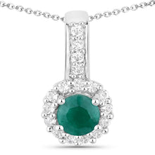 Load image into Gallery viewer, 1.81 Carat Dyed Emerald and White Topaz .925 Sterling Silver Jewelry Set