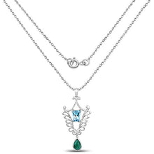 Load image into Gallery viewer, 9.23 Carat Genuine Emerald and Swiss Blue Topaz .925 Sterling Silver Pendant