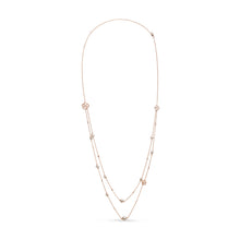 Load image into Gallery viewer, 18K Rose Gold 1/2 Cttw Diamond and Freshwater Pearl Double Strand Station Necklace (G-H Color, SI1-SI2 Clarity) - Adjustable up to 16" to 20"