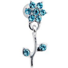 Load image into Gallery viewer, 16G 1/4 Aqua Gem Flower Dangle Cartilage Tragus Earring