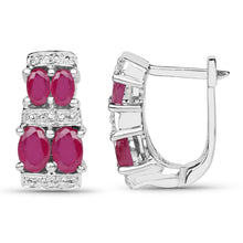 Load image into Gallery viewer, 3.20 Carat Glass Filled Ruby .925 Sterling Silver Earrings