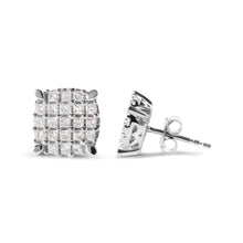 Load image into Gallery viewer, 10K White Gold 3/4 Cttw Princess Diamond Composite Cushion Shape Stud Earrings (I-J Color, I1-I2 Clarity)