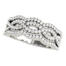 Load image into Gallery viewer, Diamond Studded Ring with Four Curves in 14k White Gold (5/8 cttw)