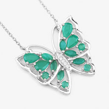 Load image into Gallery viewer, 2.60 Carat Genuine Emerald and White Zircon .925 Sterling Silver Necklace