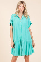Load image into Gallery viewer, New Summer Linen Blend Button Down Shirt Mini Dress For Women โ Fluttering, Casual, Timeless and Versatile Wardrobe Staple