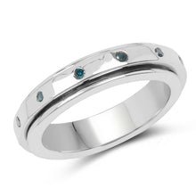 Load image into Gallery viewer, 0.14 Carat Genuine Blue Diamond .925 Sterling Silver Ring
