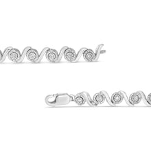 Load image into Gallery viewer, .925 Sterling Silver 1/2 Cttw Round Diamond Halo S-Link Bracelet (I-J Color, I2-I3 Clarity) - 7.25"