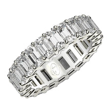 Load image into Gallery viewer, Emerald Cut Lab Grown Diamond Eternity Ring in 14k White Gold (4 cttw FG/VS2)