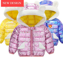 Load image into Gallery viewer, Shiny Modern Luxury Speciall Designed Winter Outerwear Hooded Coat & Jacket Winter Fashion Kids clothing Models For Babies and Girls 3-24 Months