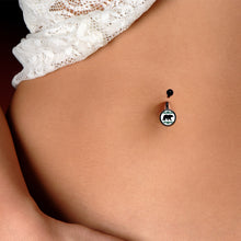 Load image into Gallery viewer, Winter Polar Bear in Woods Black Belly Ring