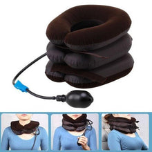 Load image into Gallery viewer, Cervical Neck Traction Device Headache Shoulder Pain Relax Brace Support Pillow Neck Pillow Home Office Travel Pillow 3-layered Air Inflatable Vertebra Auxiliary Tools Neck Support Assistant Pillow Air Adjustable and Inflatable Neck Pillow Comfort Neck