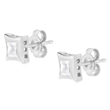 Load image into Gallery viewer, 10K White Gold 1/2 Cttw Invisible Set Princess-Cut Diamond Stud Earrings (H-I Color, SI2-I1 Clarity)