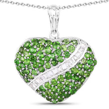 Load image into Gallery viewer, 4.51 Carat Genuine Chrome Diopside and White Topaz .925 Sterling Silver Pendant