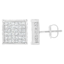 Load image into Gallery viewer, 10K White Gold 2ct TDW Princess-Cut Composite Diamond Stud Earring (I-J ,I2-I3)