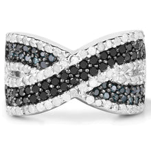 Load image into Gallery viewer, 1.57 Carat Genuine Blue Diamond, White Diamond & Black Diamond .925 Sterling Silver Ring