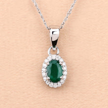 Load image into Gallery viewer, 0.81 Carat Genuine Zambian Emerald and White Diamond 14K White Gold Pendant