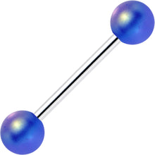 Load image into Gallery viewer, Matte Iridescent Blue 6mm Acrylic Ball Barbell Tongue Ring