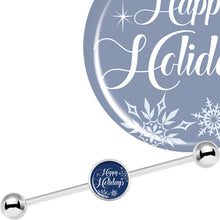 Load image into Gallery viewer, 14G Happy Holidays Snowflake Industrial Barbell 37mm