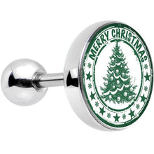 Load image into Gallery viewer, 16G 1/4 Merry Christmas Tree Tragus Cartilage Earring