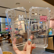 Load image into Gallery viewer, Charming Card Phone Case For iPhone 14 13 12 11 Pro Max 7 8 Plus X XR XS Max Transparent Wallet Soft Bumper Back Cover Funny Couple Transparent Soft iphone Cover