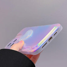 Load image into Gallery viewer, Charming Heart Wavy Case For iPhone 11 12 13 14 Pro Max XS Max XR X Holographic Rainbow Soft Air Cushion Shockproof Cover Reflection Purple Pink Case for iPhone Gradient Back Cover
