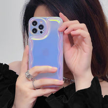 Load image into Gallery viewer, Charming Heart Wavy Case For iPhone 11 12 13 14 Pro Max XS Max XR X Holographic Rainbow Soft Air Cushion Shockproof Cover Reflection Purple Pink Case for iPhone Gradient Back Cover