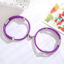 Load image into Gallery viewer, Charming Paired Bracelet Couple Adjustable Rope Heart Magnet Attract Each Other Stainless Steel Charm Magnetic Bracelets Mutual Attraction Eternal Love Relationship Matching Jewelry Gifts For Women