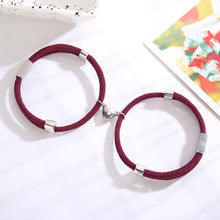 Load image into Gallery viewer, Charming Paired Bracelet Couple Adjustable Rope Heart Magnet Attract Each Other Stainless Steel Charm Magnetic Bracelets Mutual Attraction Eternal Love Relationship Matching Jewelry Gifts For Women
