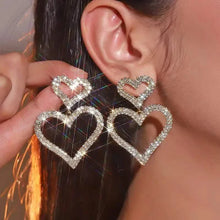 Load image into Gallery viewer, Chic Double Heart Rhinestone Stud Earrings