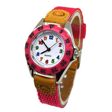 Load image into Gallery viewer, Children Cute Boys Girls Quartz Watch Kids Childrens Fabric Strap Student Time Clock Wristwatch Gifts Colorful Number Dial Time Teach Watches PU Band Analog Quartz Children Sport Outdoor Boys Kids Wrist Watches