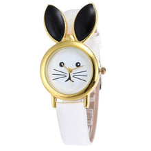 Load image into Gallery viewer, Children Cute Rabbit Leather Strap Casual Wrist Watches Fashion Big Rhinestone Dial Student Quartz Watch Simple Leather Quartz Watches Ultra-Thin Analog Watches For Girls Student