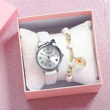 Load image into Gallery viewer, Children Quartz Watch Fashion Student Watch Analog Watch Leather Strap Quartz Watch Children Set Bracelet Watch Leather Band Luxury Quartz Watches Elegant Design For Womens